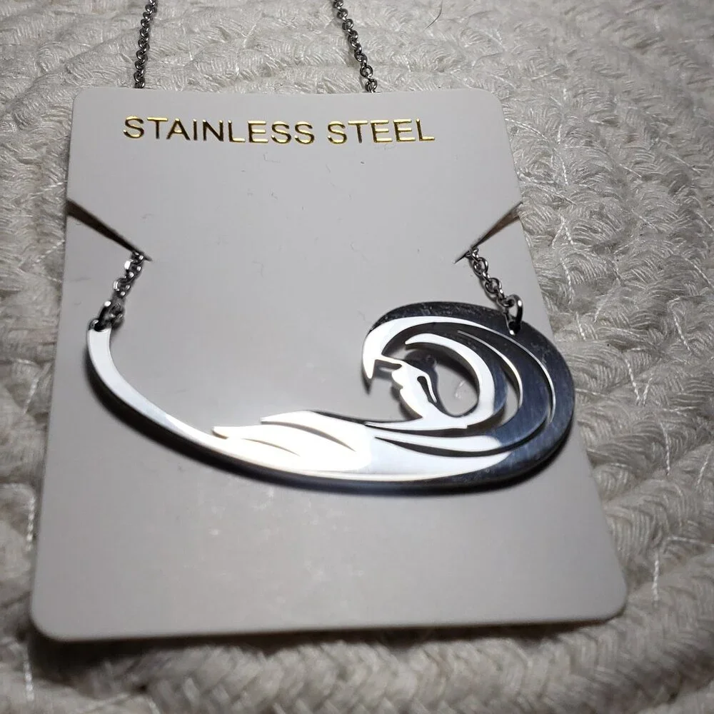 Close 2 UR Heart stainless steel 18 inch necklace riding the waves